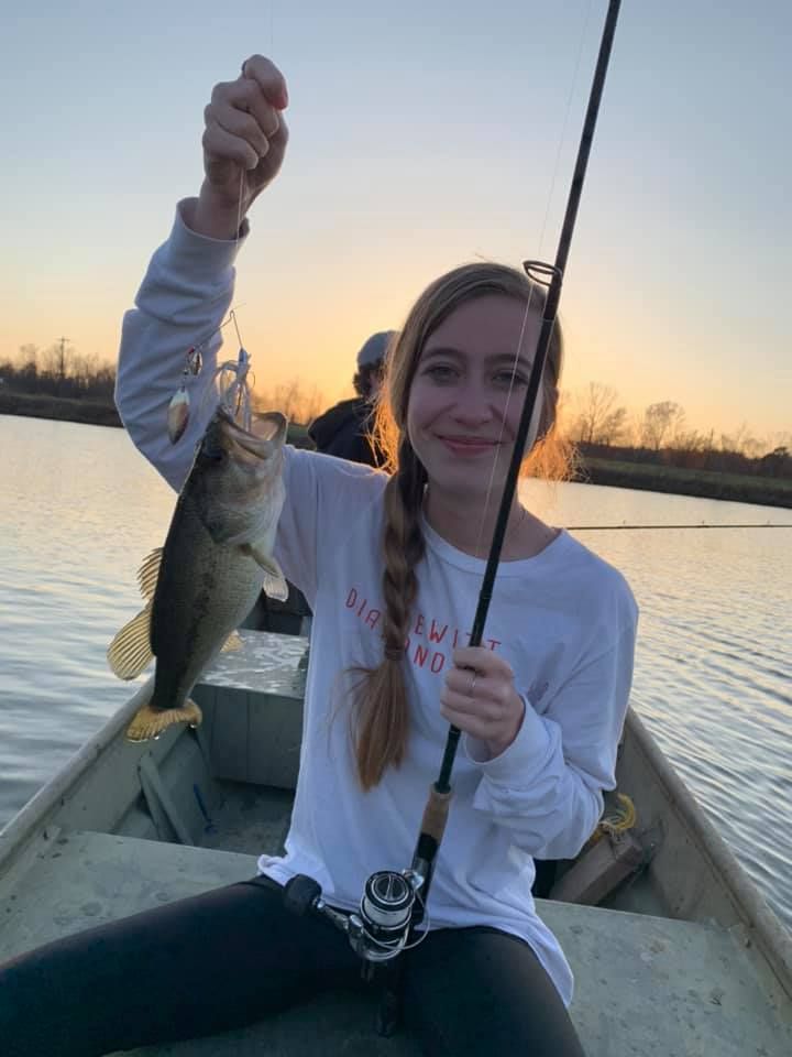 Spotted bass caught by Macy Lipford with Fish #1