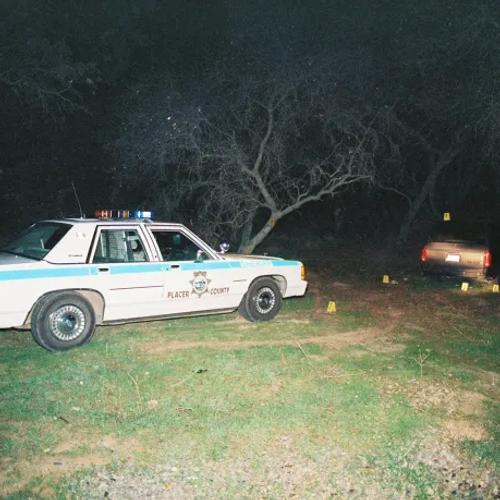 A sheriff’s patrol car parked behind Hawkley’s van (Courtesy: Placer County Sheriff’s Office)
