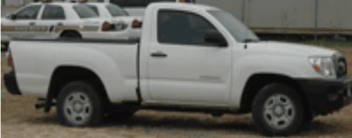 A photo of Pauline Diaz's white Toyota Tacoma truck