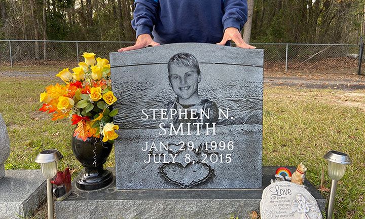 Stephen's Grave, reading "Stephen N. Smith, Jan. 29, 1996 - July 8, 2015."