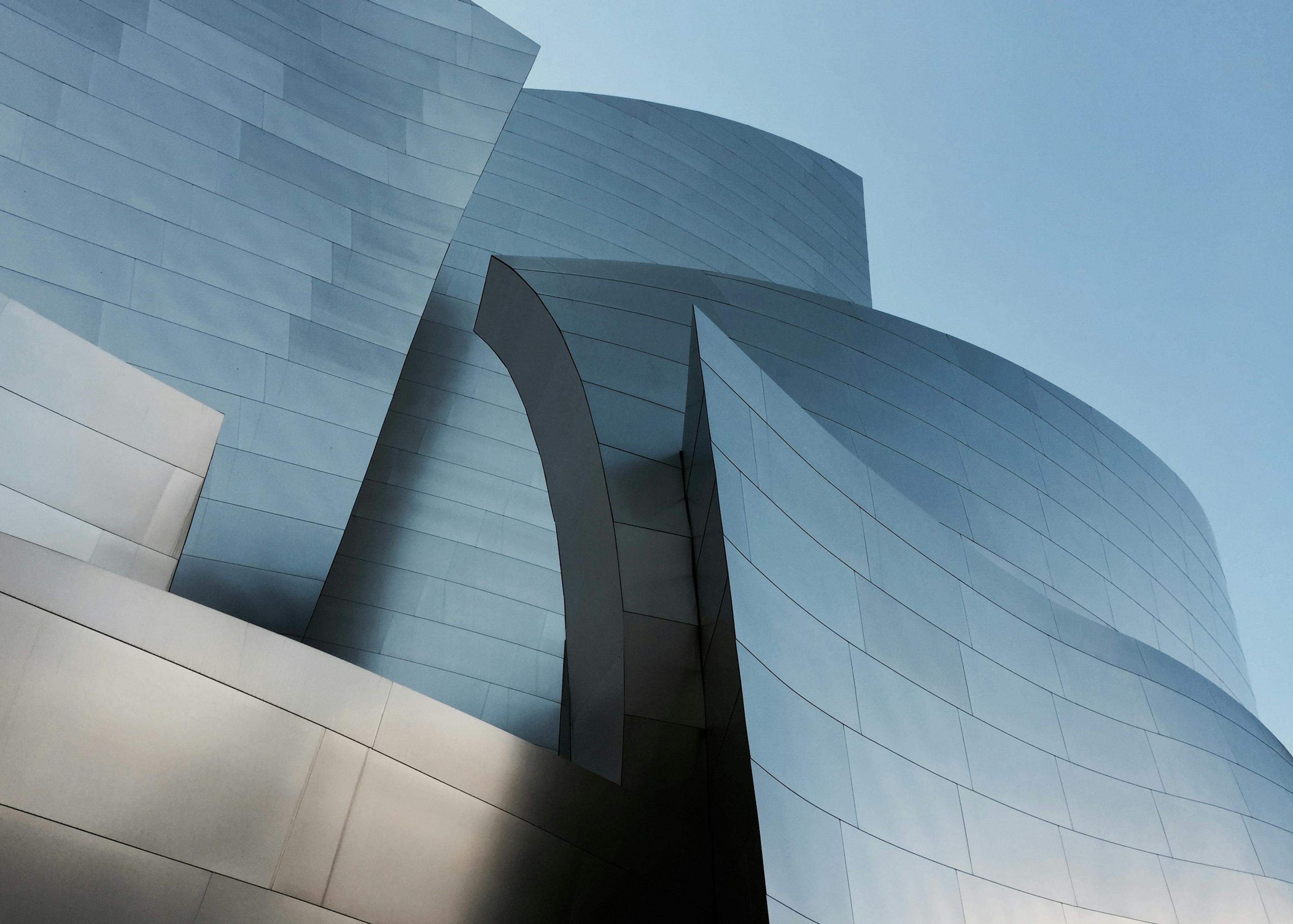 Curved stainless steel panels on the Walt Disney Concert Hall in Los Angeles