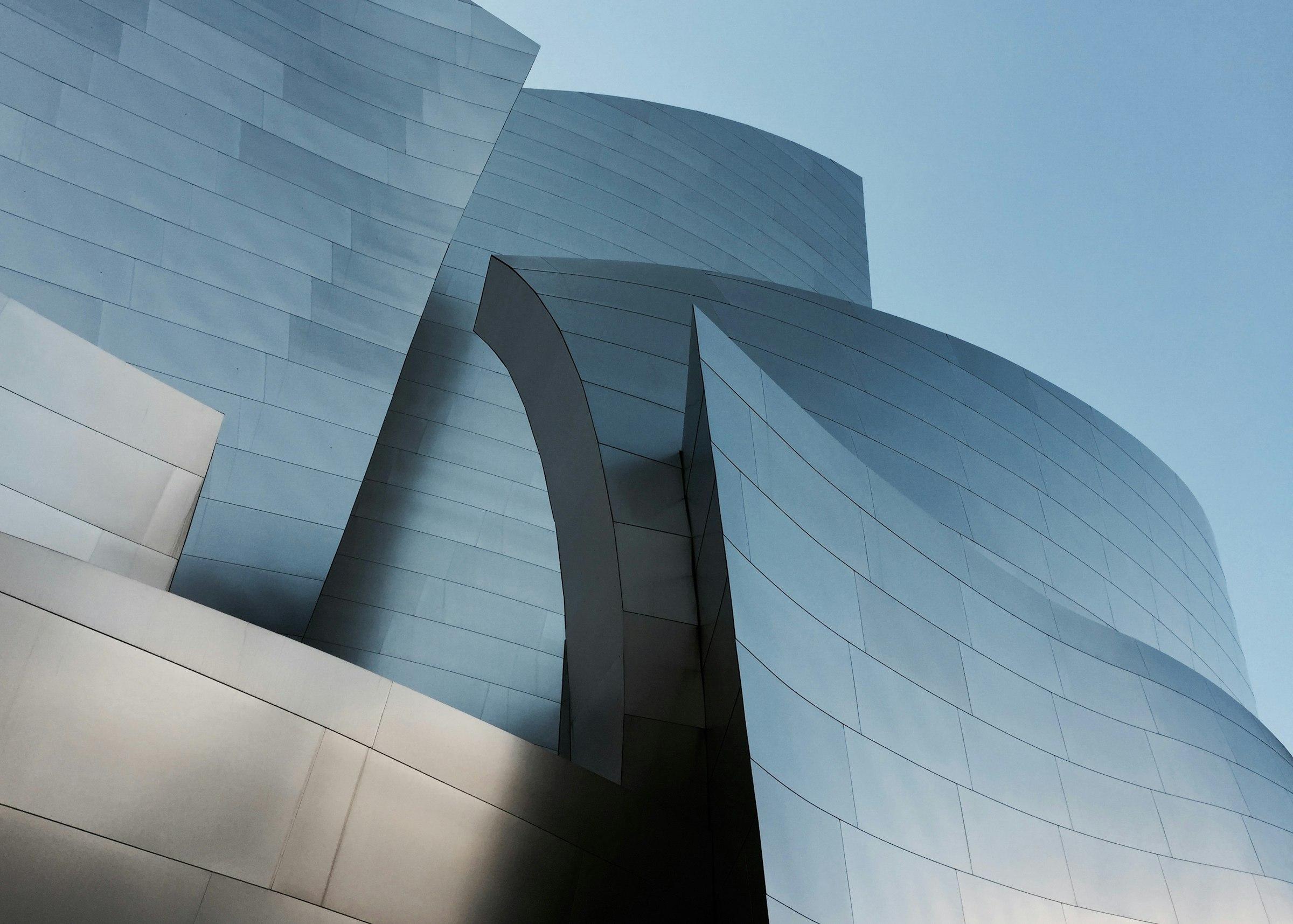 Curved stainless steel panels on the Walt Disney Concert Hall in Los Angeles