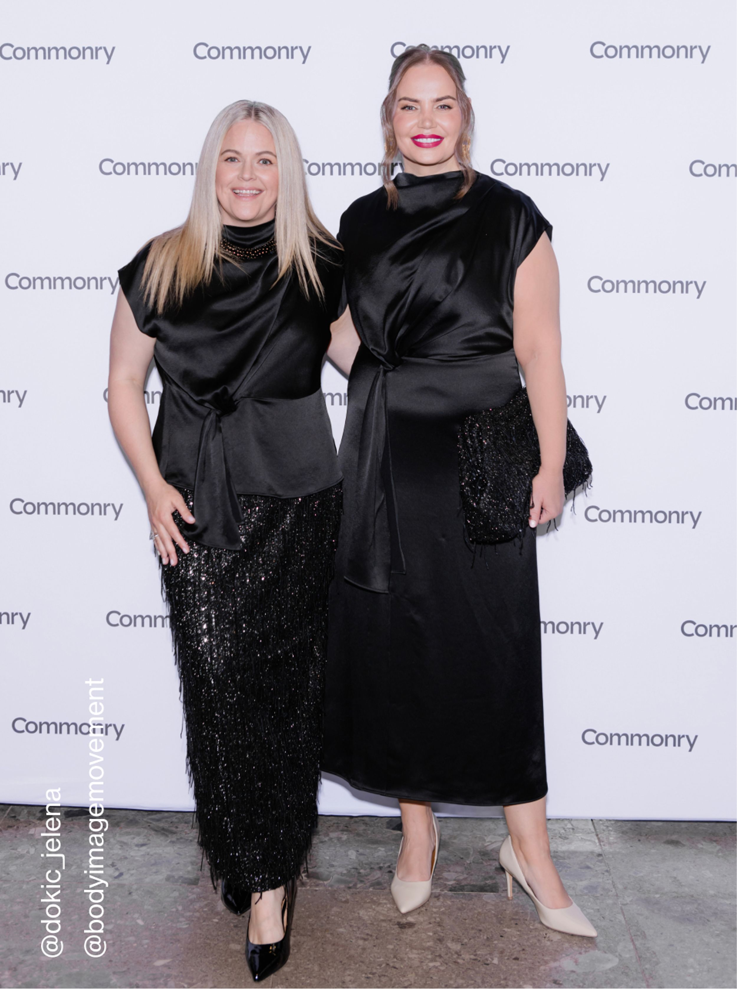 Jelena Dokic and Taryn Brumfitt wearing Sophia Top and Sylvia Sequin Skirt at Commonry SS24 Event 