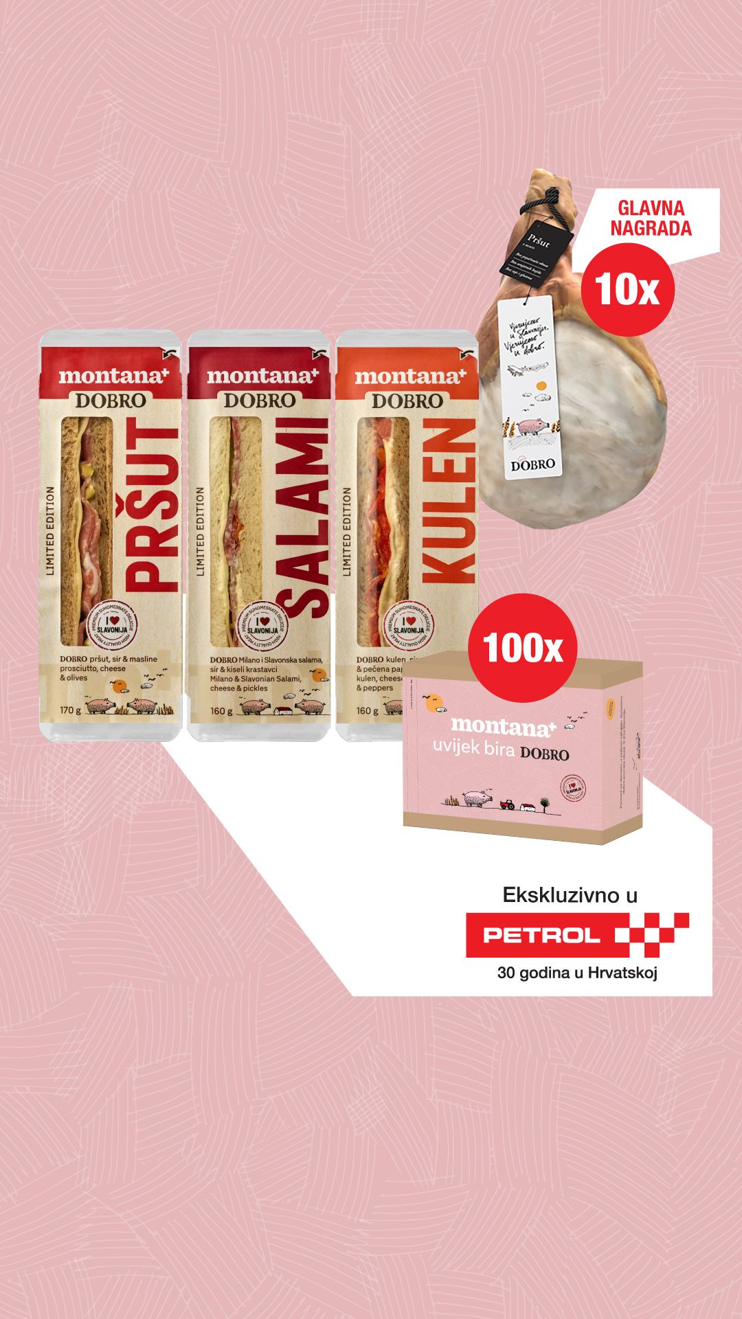 Montana+ x DOBRO sendviči na rozoj pozadini