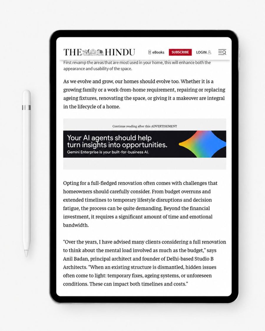 Studio B in The Hindu — budget-friendly home makeover ideas