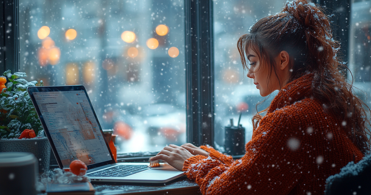 A female software engineer works on web development