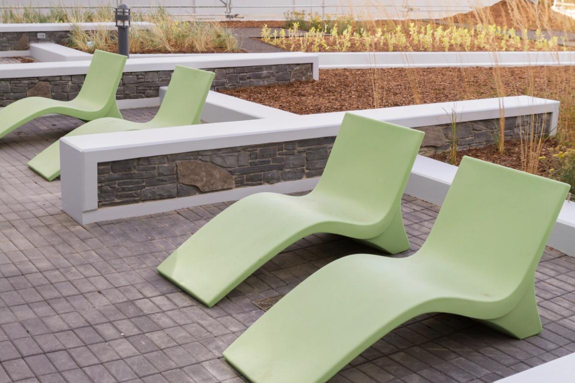 A photograph of green reclining chairs at Fuse.