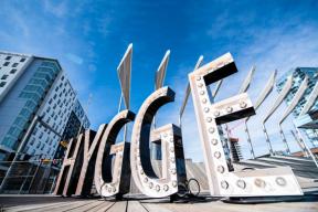 A photograph of the Hygge Hut marquee sign