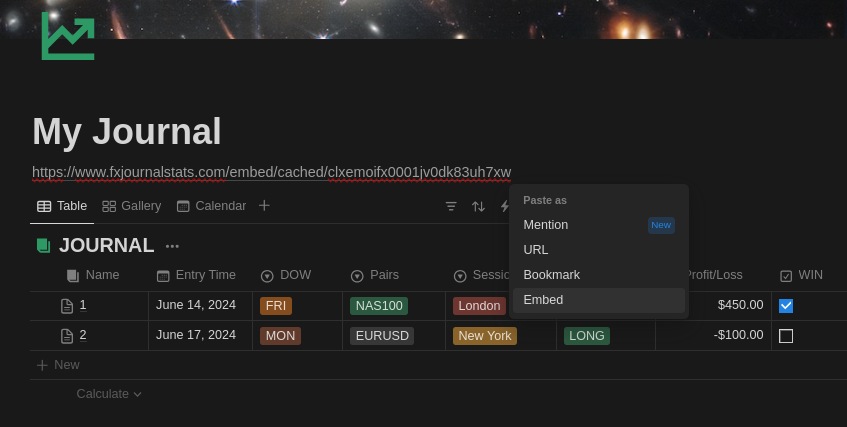 Embed link to notion