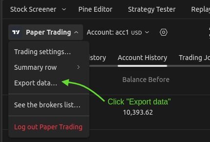 Export broker data in TradingView
