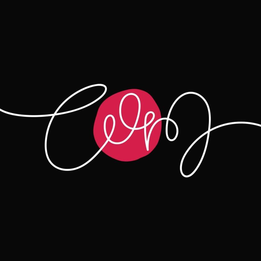 COM bar logo — a single white line looping into the word com around a red dot