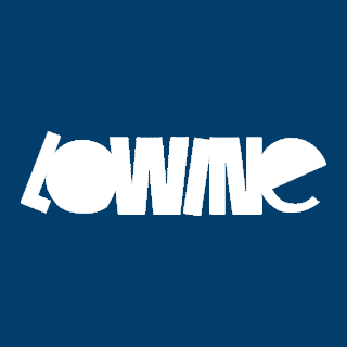 LOWINE logo — white hand-cut lettering on deep blue