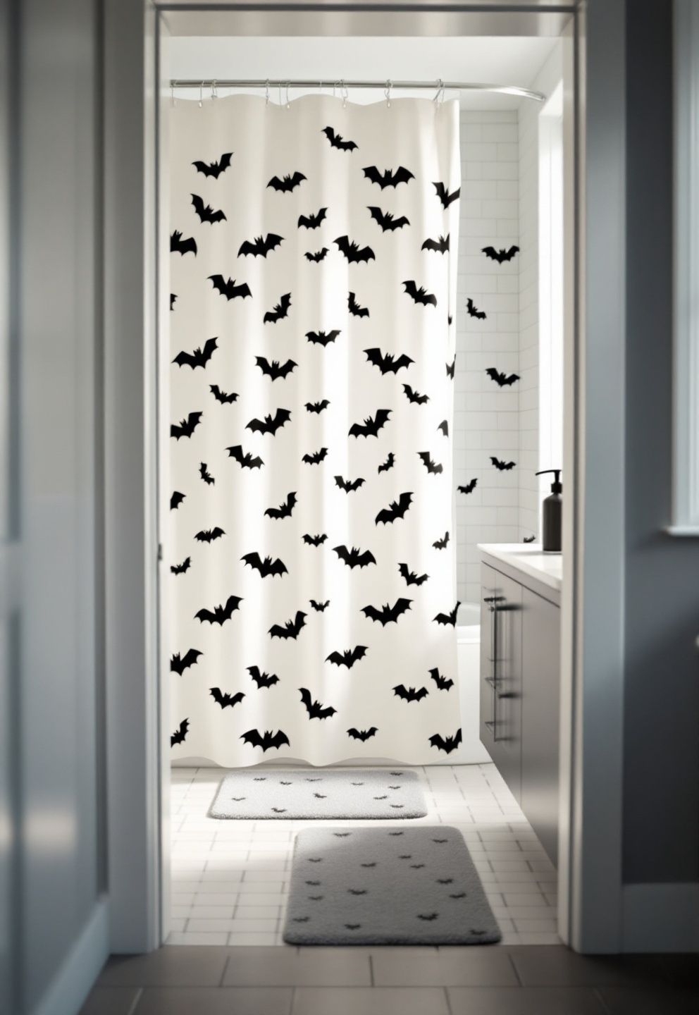 Bat Shower Curtain Refresh – seasonal — spring + other seasonal — spring + other decor · Halloween Decor Ideas: 20 Spooky Stylish Designs That Elevate Every Room