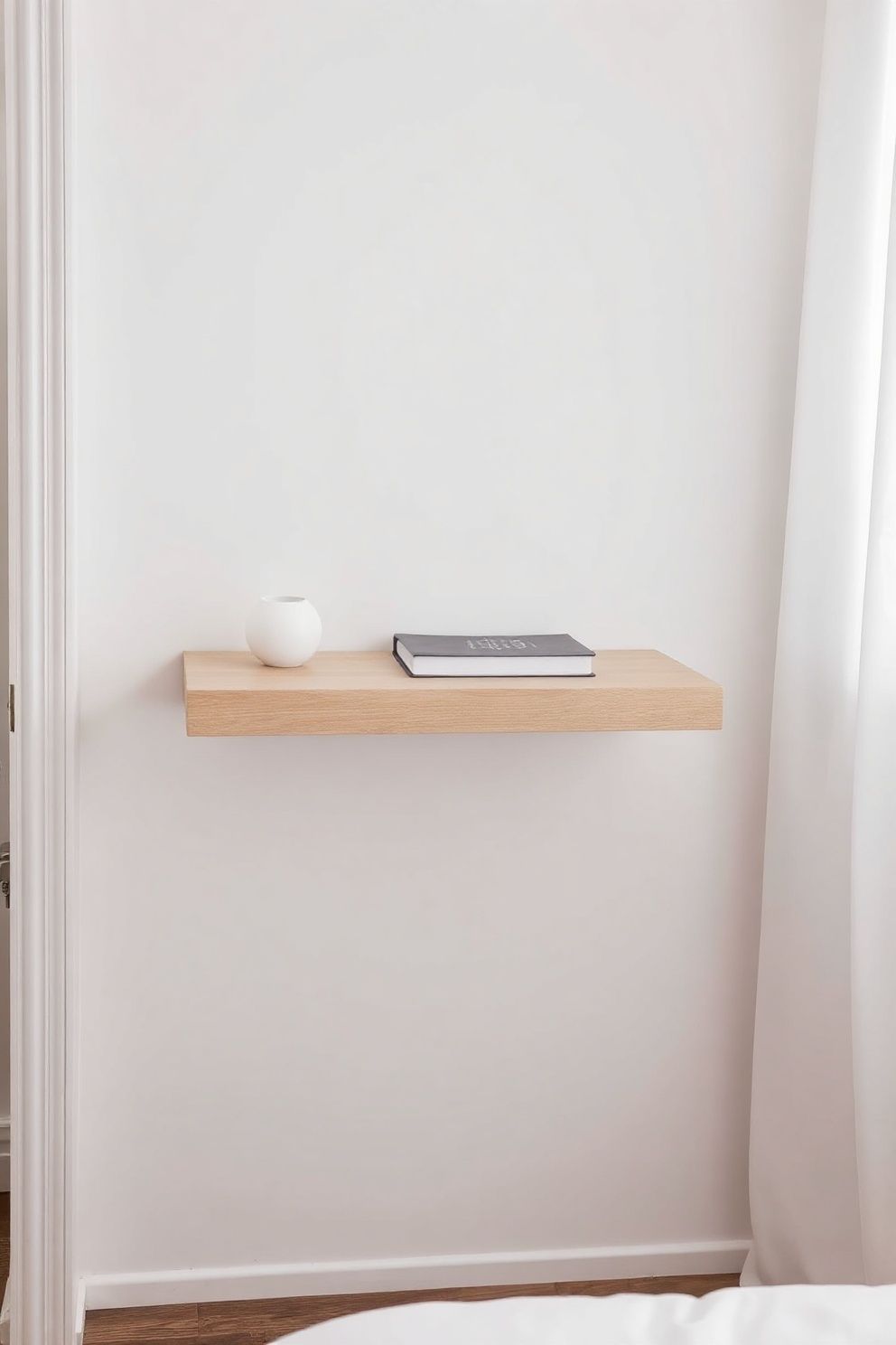 Pale Oak Floating Wall-Mounted Nightstand Shelf – Japandi coastal —-bedroom decor · Modern Coastal Bedroom: 16 Clean Airy Designs With a Fresh Ocean Feel