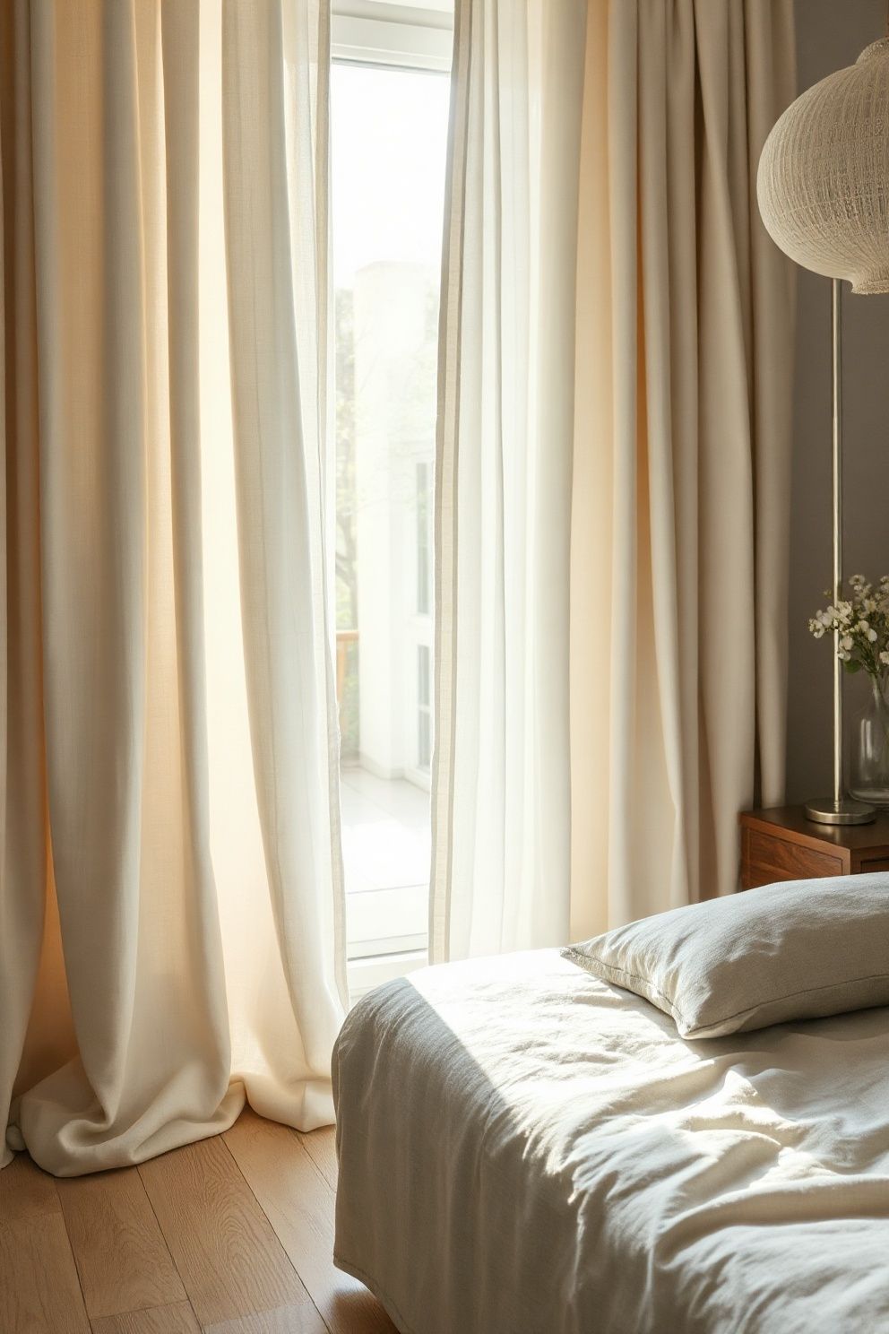 Idea 16: Let Natural Light In with Unlined Linen Curtains – Japandi bedroom · 21 Japandi Bedroom Ideas That Will Make You Never Want to Leave