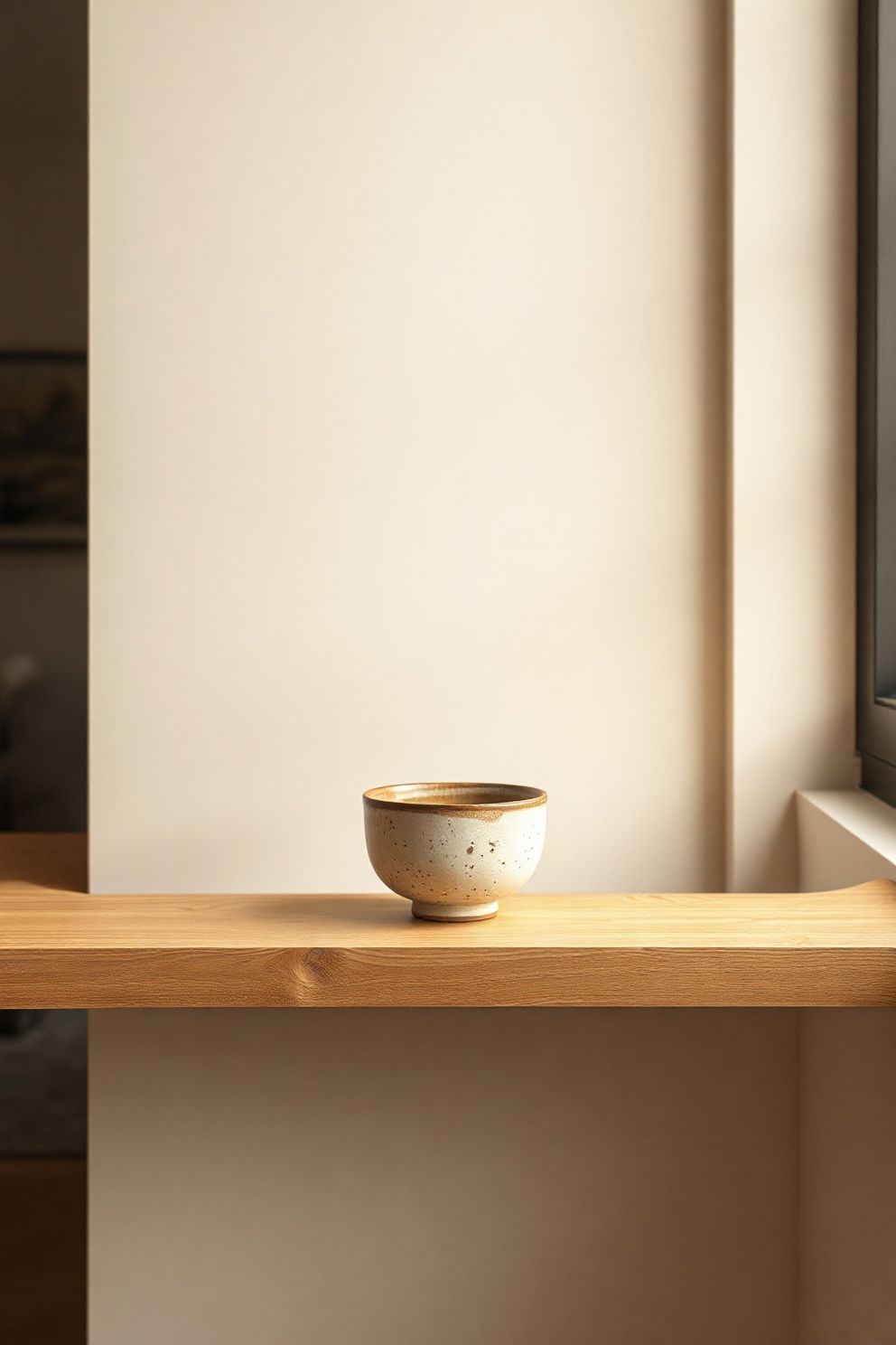 A Speckled Tea Bowl Left on the Shelf – Japandi living room decor · 17 Japandi Living Room Decor Ideas You Will Want to Steal Right Now