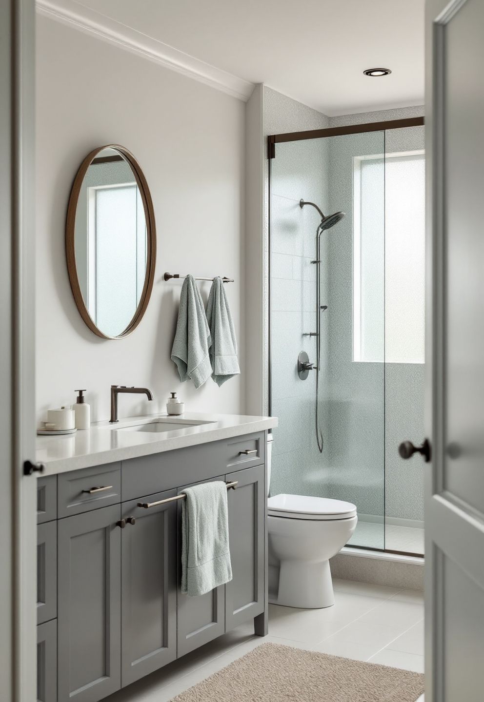 Sage Green Hand Towels Against a Cool Gray Vanity: The Two-Color Fall Formula That Needs Nothing Else – seasonal — fall seasonal — fall decor · Fall Bathroom Decor: 16 Cozy Autumn Touches That Transform the Most Private Room