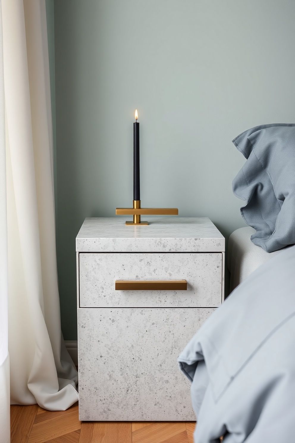 Honed Grey Travertine Nightstand With Single Drawer and Brass Pull – coastal — bedroom coastal — bedroom decor · Coastal Chic Bedroom: 14 Elegant Designs for a Luxury Beach House Feeling