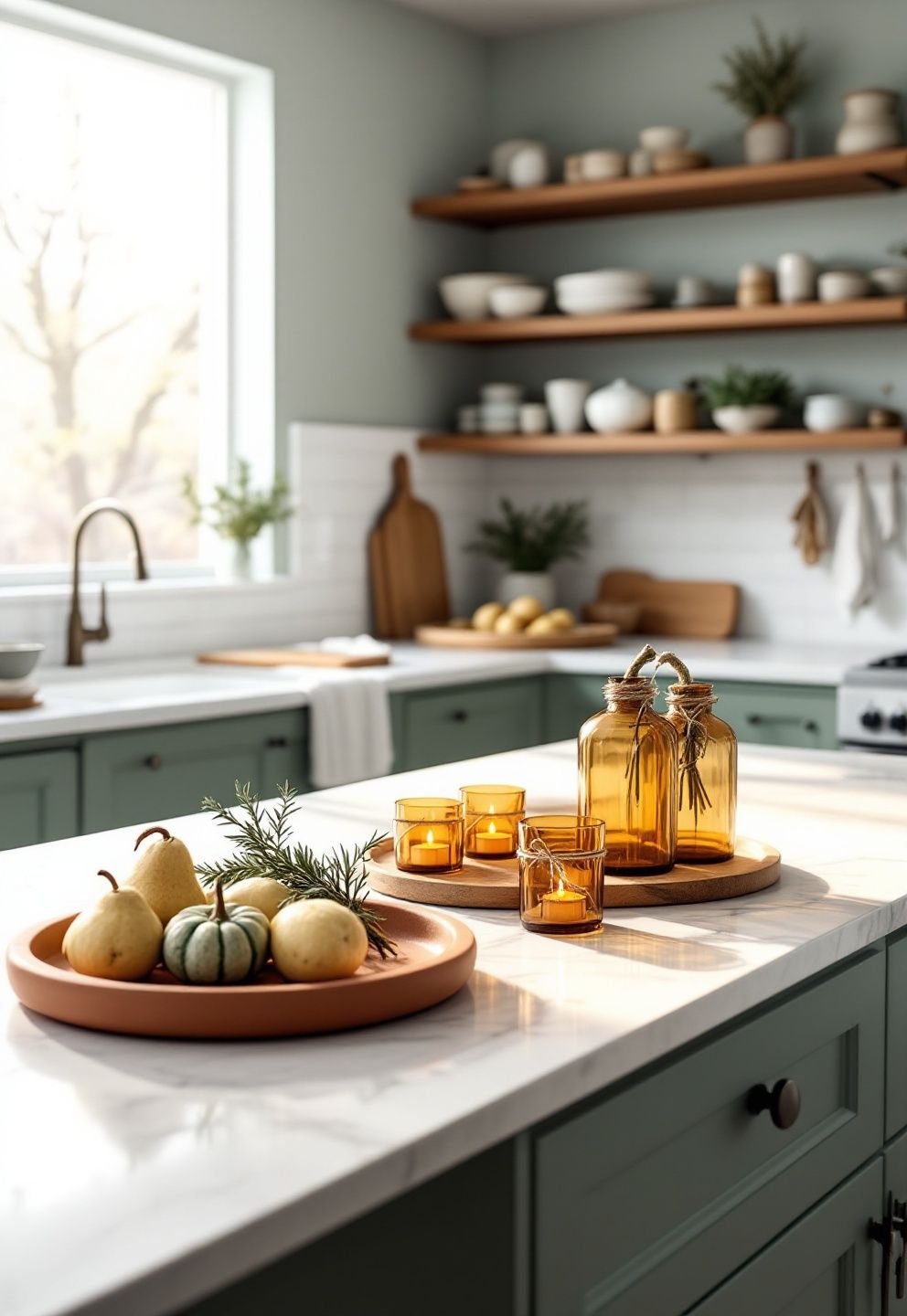 Kitchen Island Centerpiece Styling That Works Around Food Prep – seasonal — fall seasonal — fall decor · Thanksgiving Home Decor: 18 Warm Beautiful Designs to Celebrate the Season