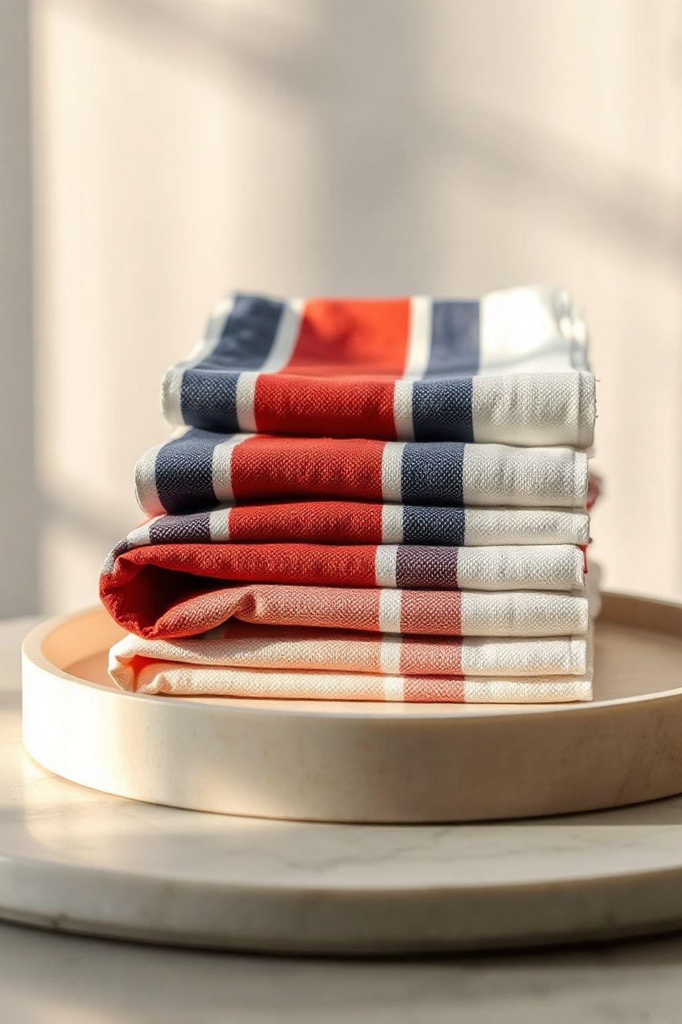 Cotton Napkins in Ticking Stripe — Red, Navy, and Natural – seasonal — spring + other seasonal — spring + other decor · 4th of July Home Decor: 16 Patriotic Designs That Celebrate America in Style