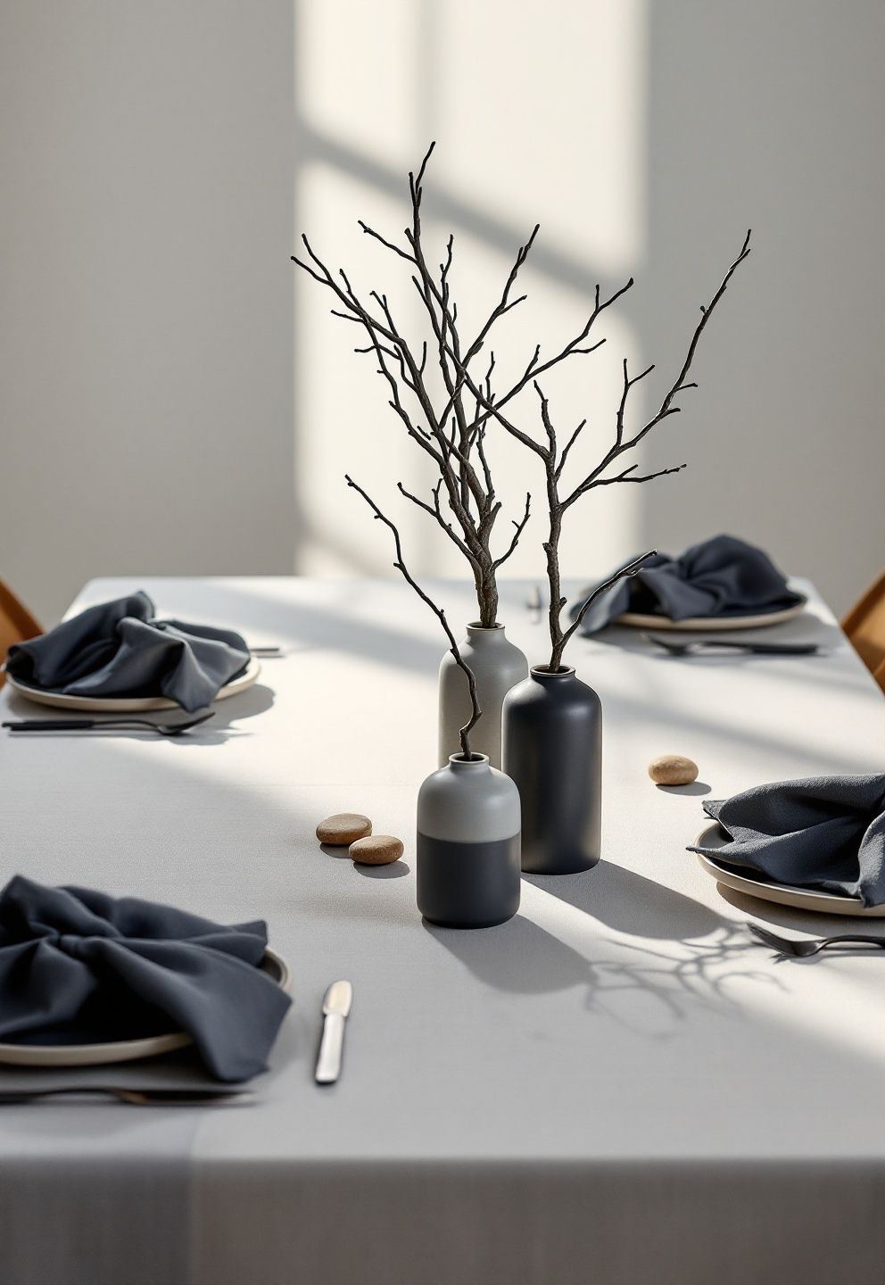 Sculptural Branch and Ceramic Thanksgiving Tablescape – seasonal — fall seasonal — fall decor · Thanksgiving Tablescape: 16 Stunning Autumn Table Settings for the Big Day