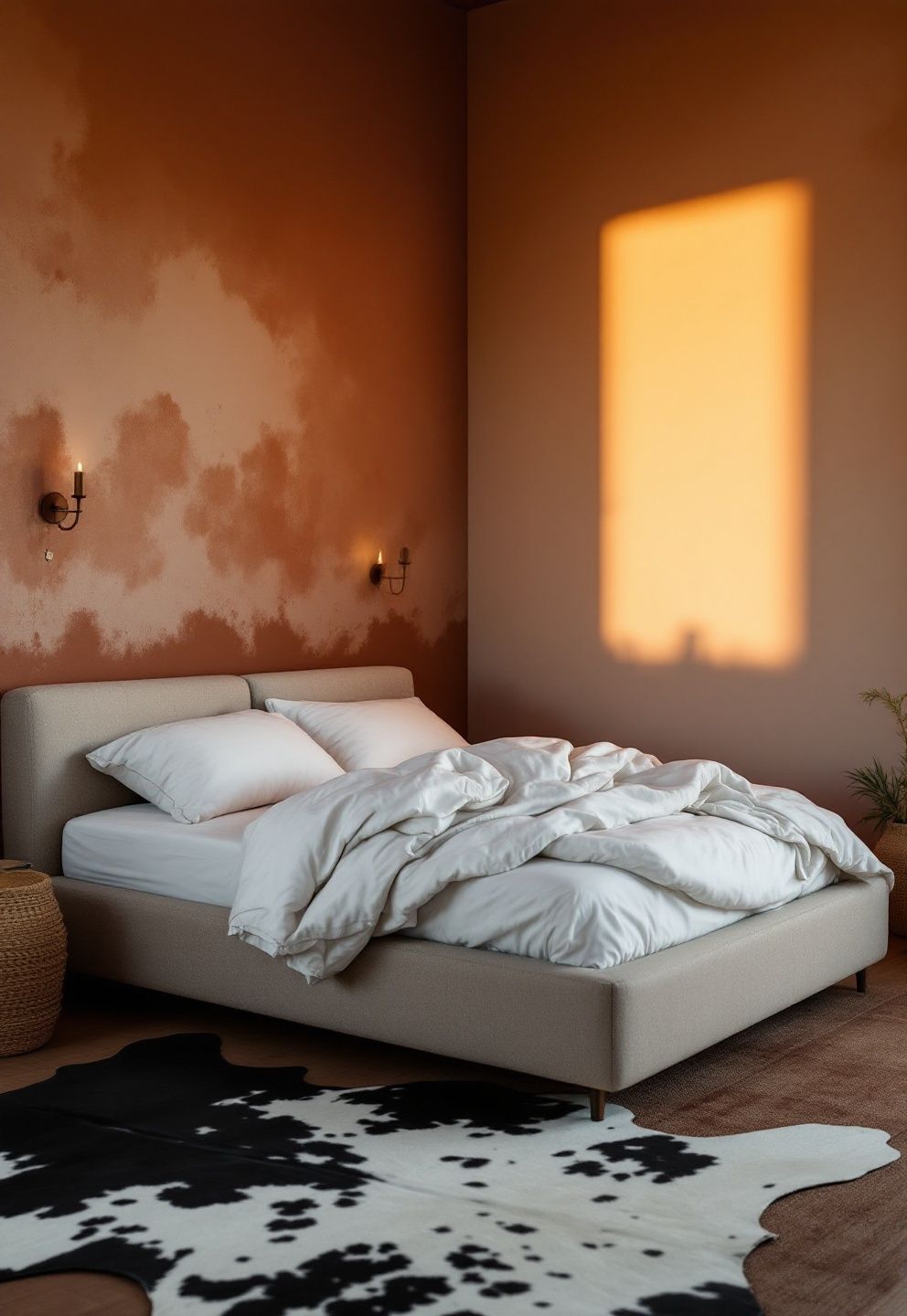 Rust Limewash Walls, a Cowhide Rug, and Bleached Cotton Bedding – coastal — bedroom coastal — bedroom decor · Coastal Cowgirl Bedroom: 14 Western-Meets-Beach Designs That Define the New Trend