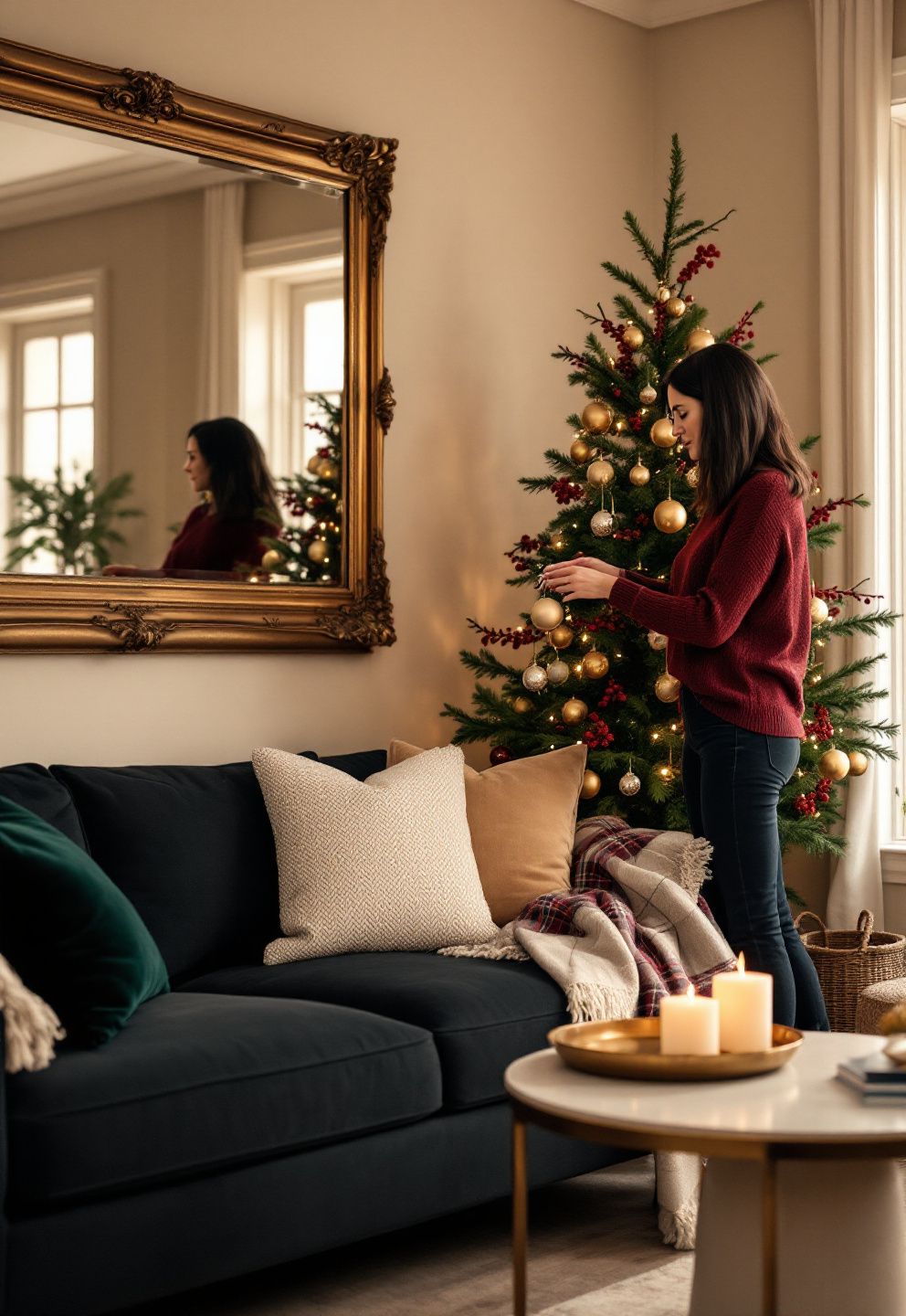 Christmas Decor for a Black Couch – seasonal — christmas + winter seasonal — christmas + winter decor · Christmas Living Room Decor: 16 Festive Designs That Make Your Lounge Feel Magical