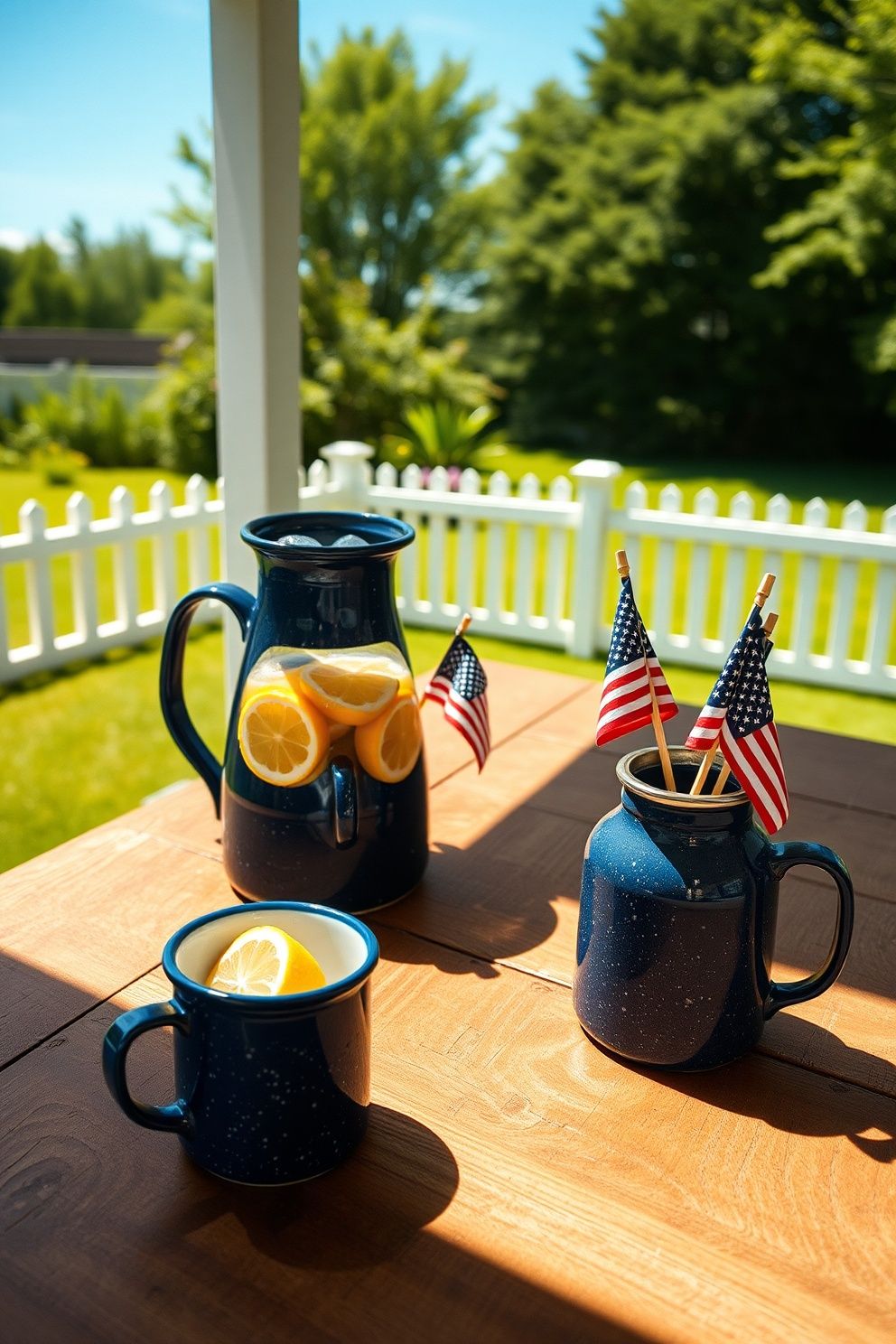 Enamelware Pitchers and Mugs in Classic Americana Blue – seasonal — spring + other seasonal — spring + other decor · 4th of July Home Decor: 16 Patriotic Designs That Celebrate America in Style