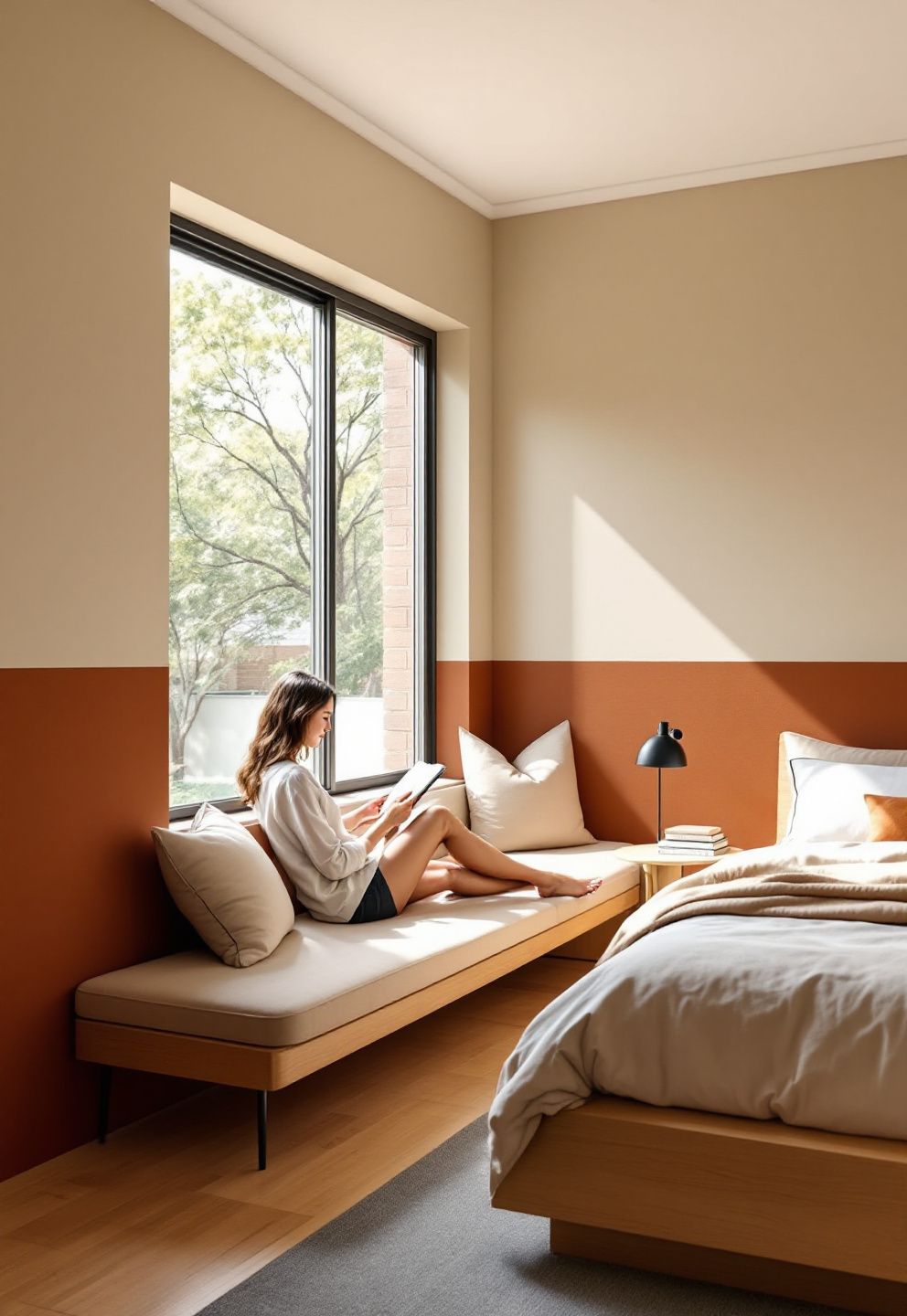 Beige and Brown Japandi Bedroom Color Schemes: The Furnished Window Nook – japandi — bedroom japandi — bedroom decor · 12 Japandi Master Bedroom Ideas That Feel Like a 5-Star Hotel