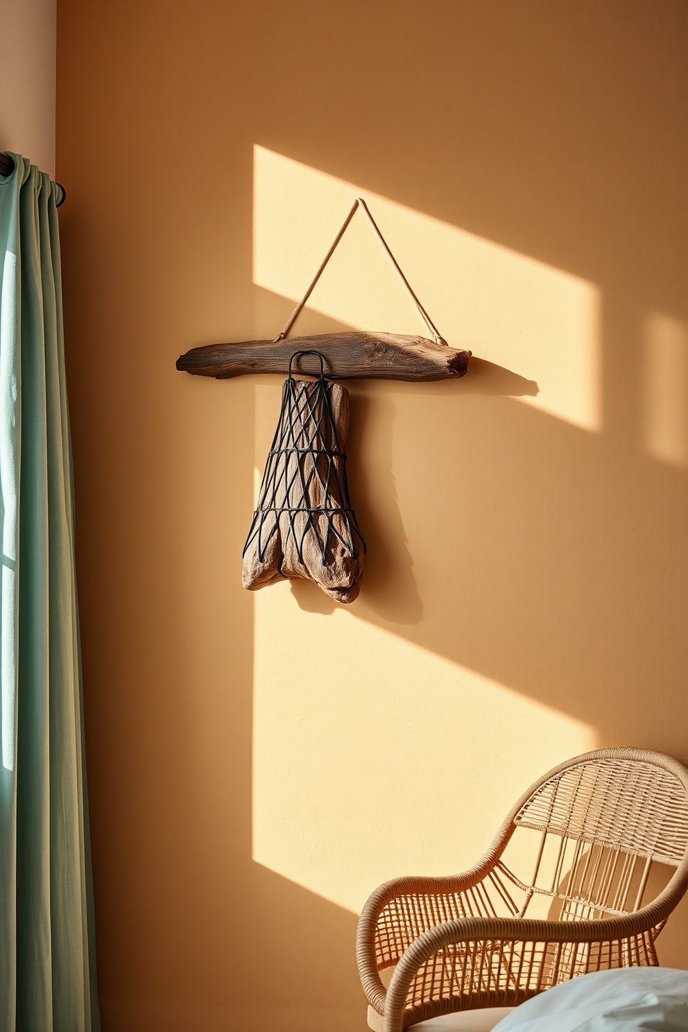 Asymmetric Cluster of Pressed Seaweed Prints, Rattan Rings and a Driftwood Hanging – coastal — bedroom coastal — bedroom decor · Aesthetic Coastal Bedroom: 15 Pinterest-Perfect Designs That Stop the Scroll