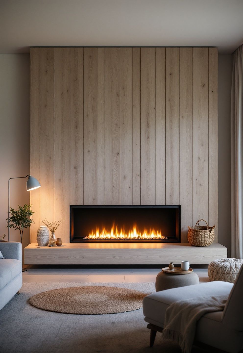 Thin Linear Gas Insert in a Bleached Wood Surround – coastal — living room coastal — living room decor · Coastal Living Room Ideas: 20 Beautiful Designs That Bring the Beach Home