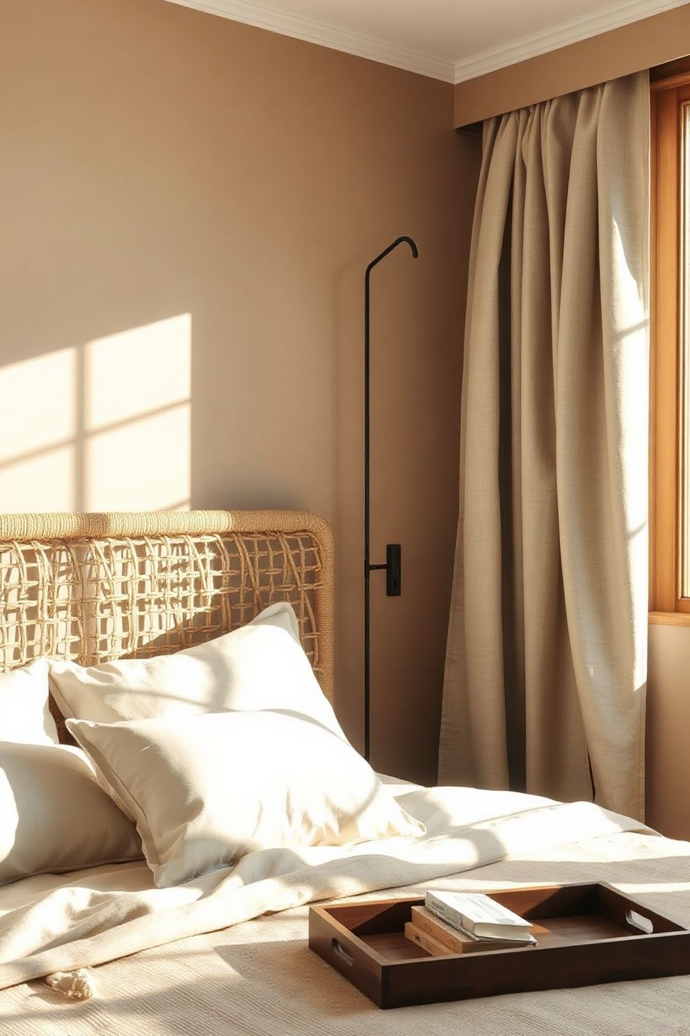 Sand-Tone Plaster Walls and a Bleached Rattan Headboard – coastal — bedroom coastal — bedroom decor · Neutral Coastal Bedroom: 15 Calm Designs in Sand Cream and Warm White