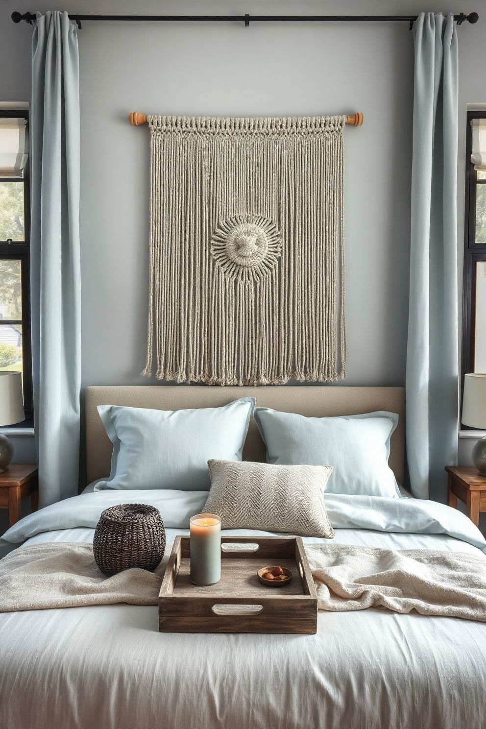 A Single Oversized Sea-Glass Coloured Macramé Panel – coastal — bedroom coastal — bedroom decor · Coastal Bedroom Decor: 18 Small Accessories That Make Every Inch Feel Beachy
