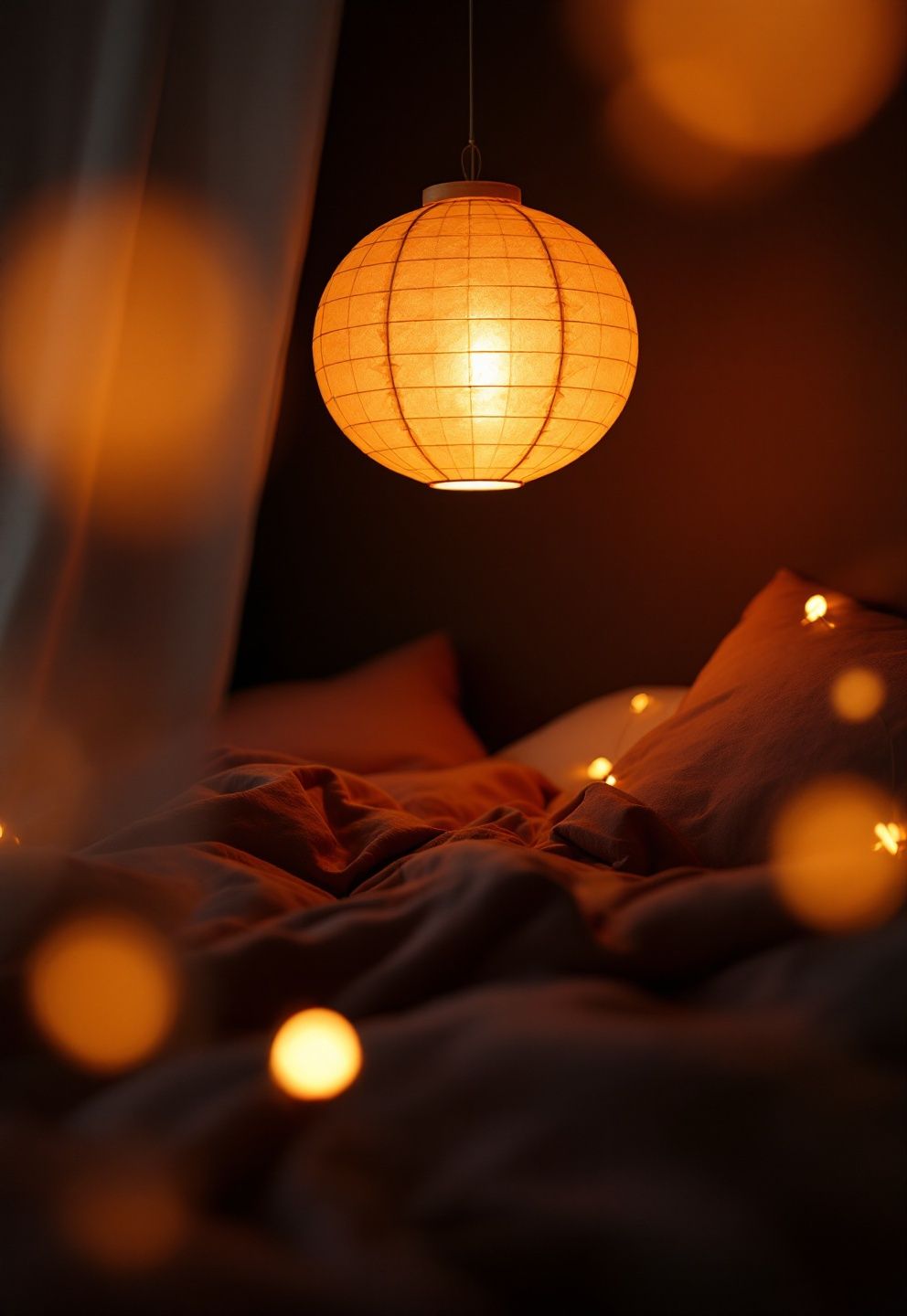 The Paper-Lantern Glow Room: Soft Sphere Light in an Otherwise Dark Ceiling – japandi — bedroom japandi — bedroom decor · 21 Japandi Bedroom Ideas That Will Make You Never Want to Leave
