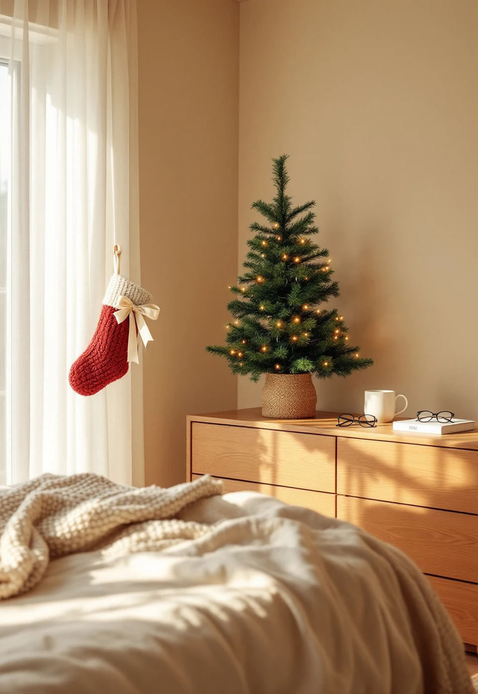 Budget Christmas Bedroom Ideas Built Around One Bedpost Stocking and a Mini Tree – seasonal — christmas + winter seasonal — christmas + winter decor · Christmas Home Decor Ideas: 20 Beautiful Festive Transformations for Every Room