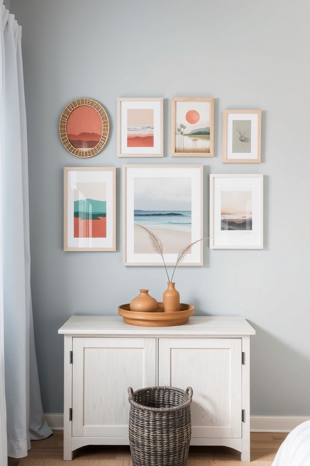 Coastal Granddaughter Bedroom Gallery Walls: Ocean Art, Rattan Frames, and Prints – coastal — bedroom coastal — bedroom decor · Coastal Granddaughter Bedroom: 14 Modern Youthful Takes on Classic Beach Style