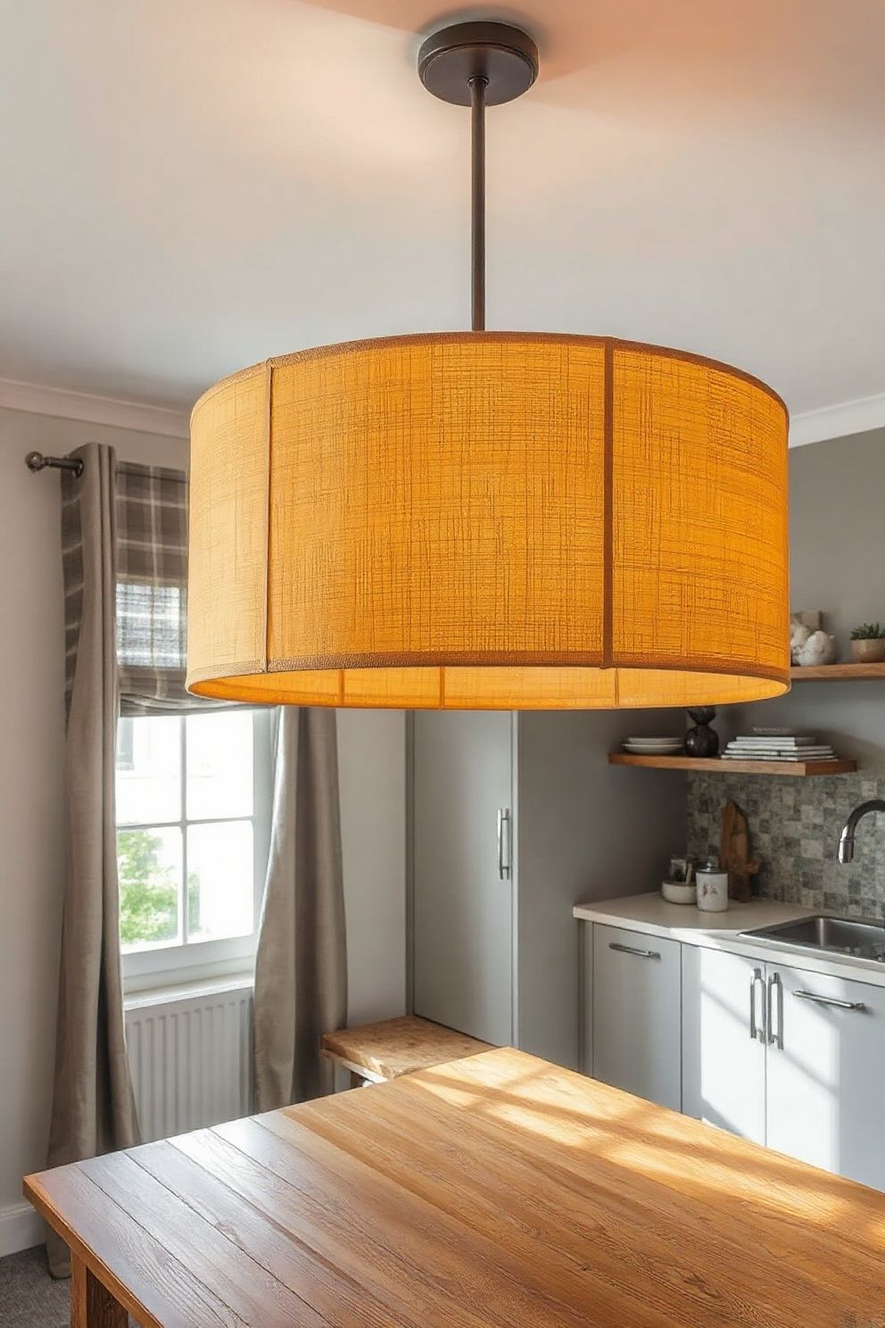 Cover a Harsh Ceiling Fixture With a Wide Washi Paper Drum Shade – Japandi japandi —-living-room decor · 15 Japandi Living Room Ideas on a Budget That Still Look Expensive