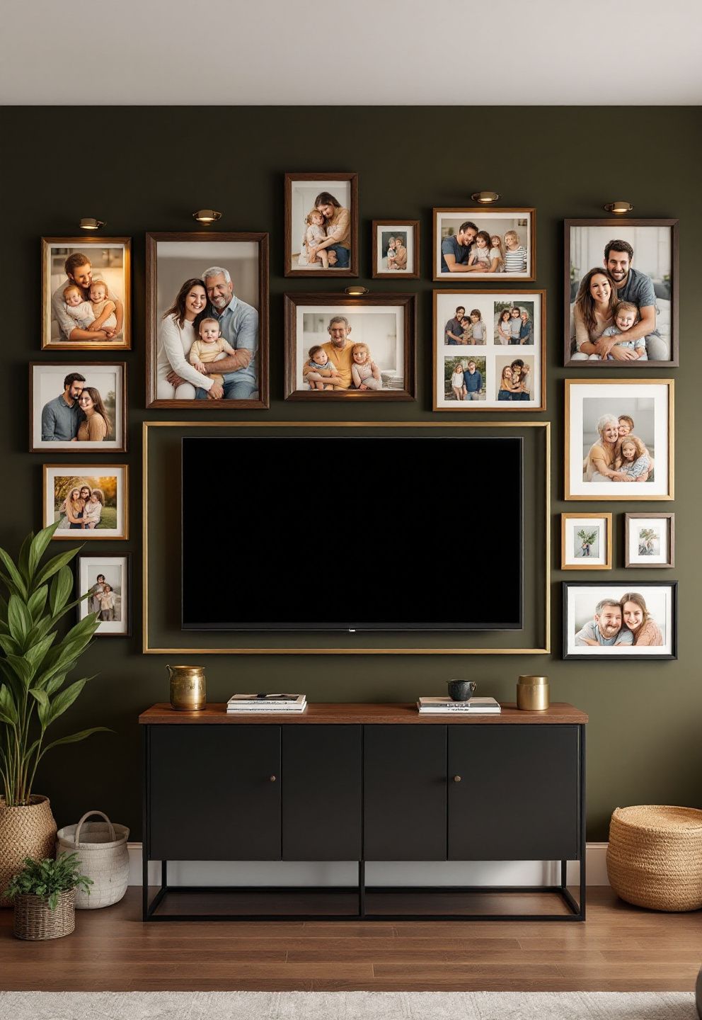 Using a Floating Ledge So the TV Reads as Part of the Gallery, Not a Framed Picture – style guides style guides decor · Living Room Gallery Wall Ideas: 13 Sofa-Ready Layouts That Never Look Empty