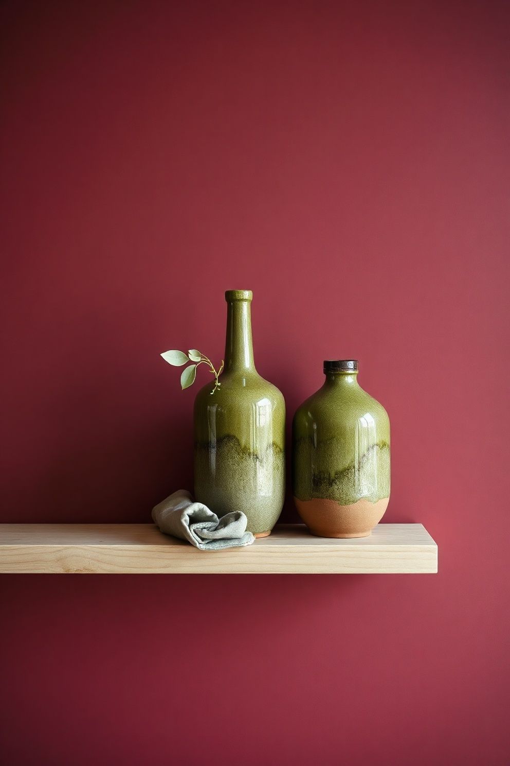 Two Ceramic Vessels at Different Heights, Same Glaze – Japandi bedroom decor · 17 Japandi Bedroom Decor Ideas for a Sleep Sanctuary You Deserve