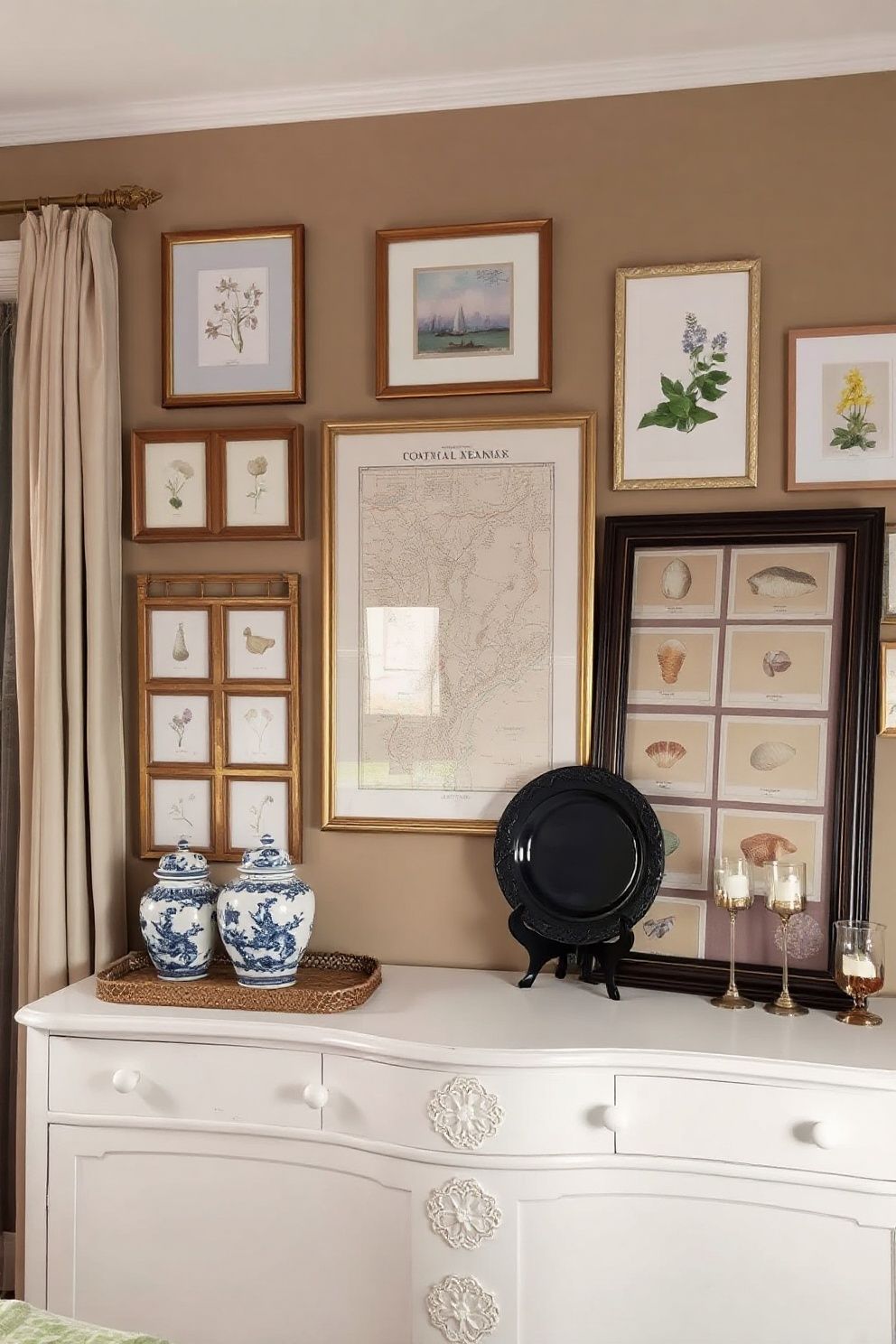 Prints and Framed Art: Botanicals, Maps, and Heritage Illustrations – coastal — bedroom coastal — bedroom decor · Coastal Grandma Bedroom: 14 Timeless Designs Full of Pattern Warmth and Heritage