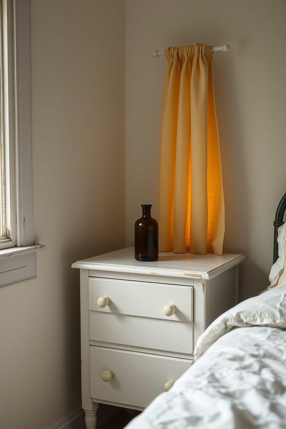 Sun-Bleached White Bedside Table With Original Porcelain Cup Handles – coastal — bedroom coastal — bedroom decor · Coastal Vintage Bedroom: 14 Timeworn Designs Full of Faded Beauty and Soul
