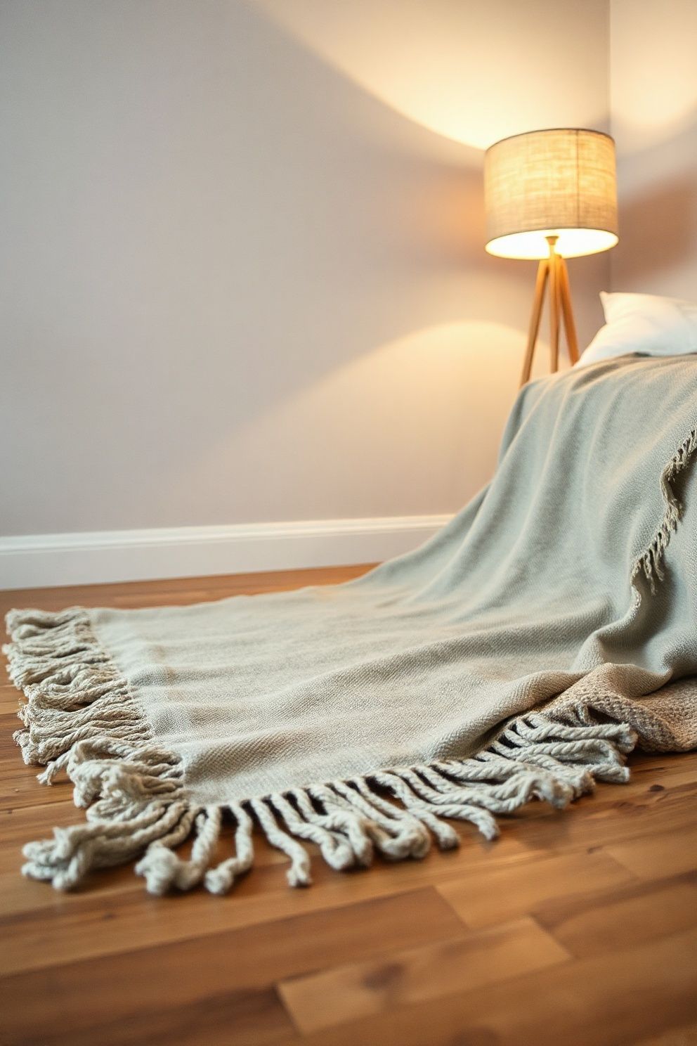 A Fringed Cotton Floor Throw for Layering – Japandi living room decor · 17 Japandi Living Room Decor Ideas You Will Want to Steal Right Now