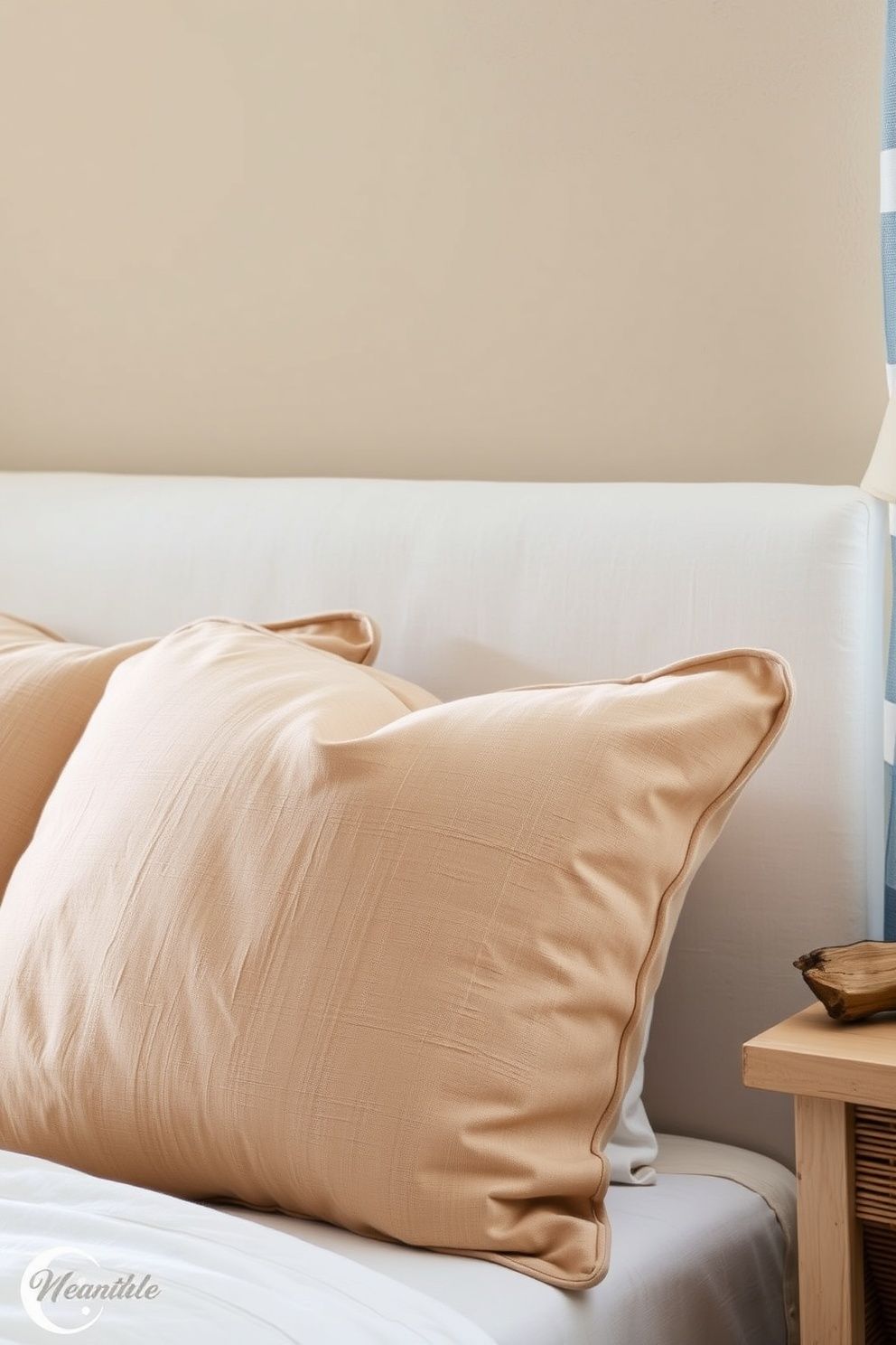 A Pair of Stonewashed Linen Cushions in Warm Sand – coastal — bedroom coastal — bedroom decor · Coastal Bedroom Decor: 18 Small Accessories That Make Every Inch Feel Beachy