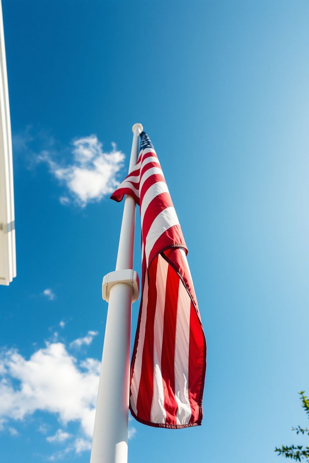 A Proper American Flag Displayed on a Clean White Column Mount – seasonal — spring + other seasonal — spring + other decor · 4th of July Home Decor: 16 Patriotic Designs That Celebrate America in Style