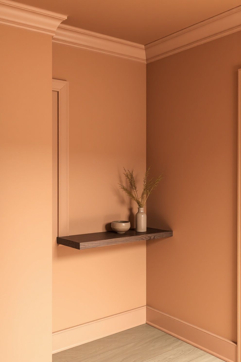 Warm Clay or Pale Greige on All Four Walls and the Ceiling — Trim Included – japandi — living room japandi — living room decor · 12 Small Japandi Living Room Ideas That Make Any Space Feel Bigger