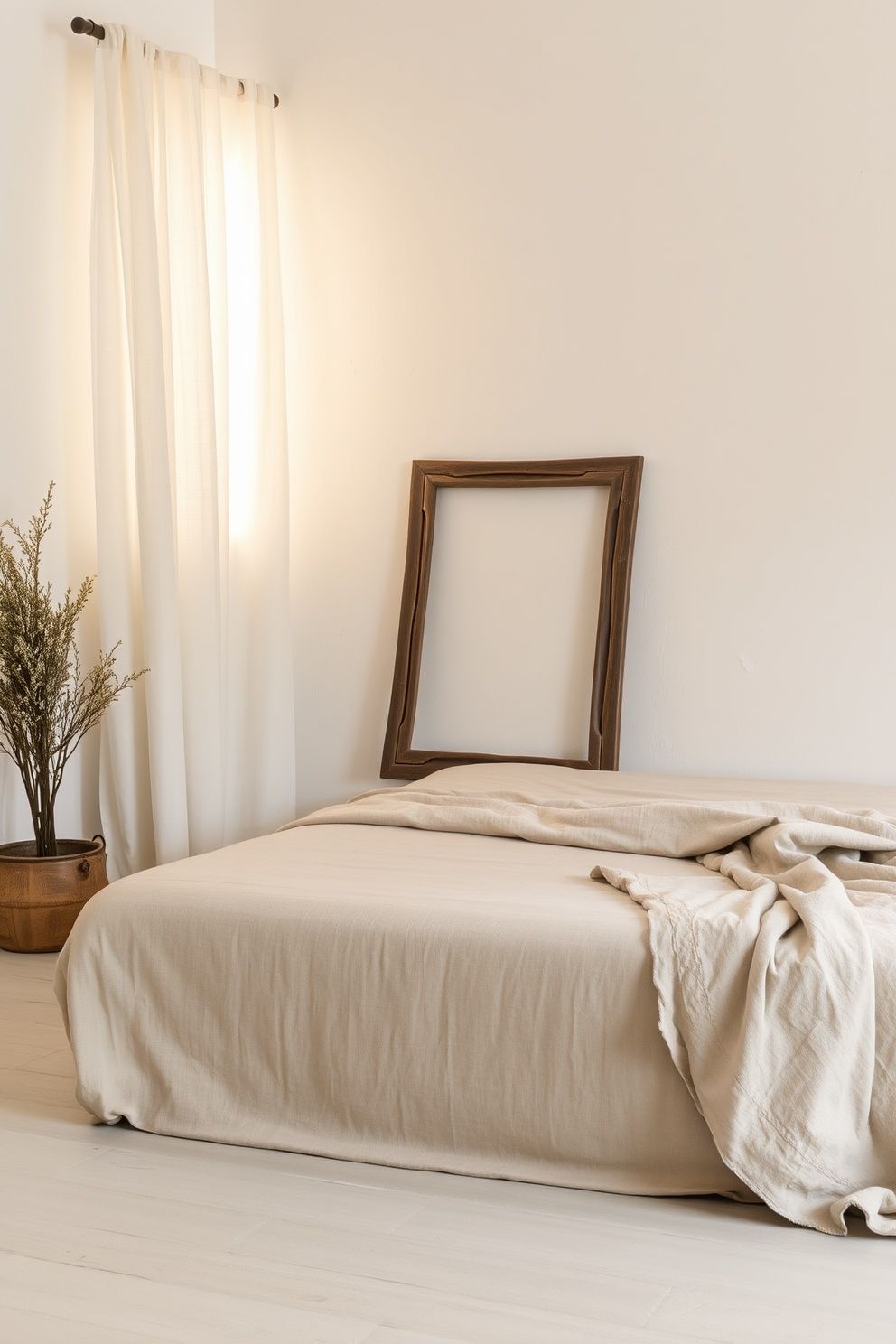 Warm White Limewash Walls With a Bare Linen Bed – coastal — bedroom coastal — bedroom decor · Neutral Coastal Bedroom: 15 Calm Designs in Sand Cream and Warm White