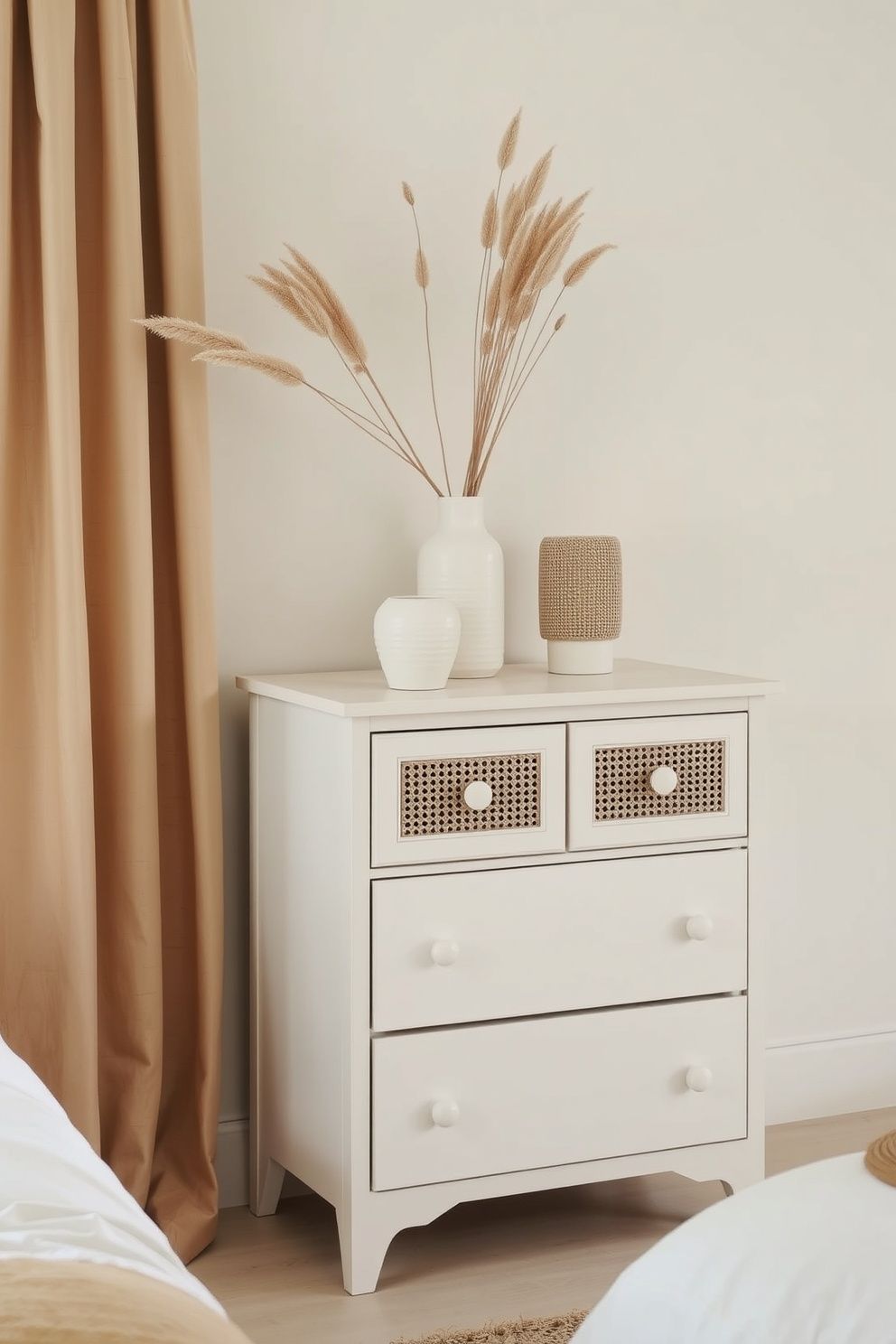 Whitewashed Cane-Front Dresser With Turned Bone-White Handles – coastal — bedroom coastal — bedroom decor · Neutral Coastal Bedroom: 15 Calm Designs in Sand Cream and Warm White