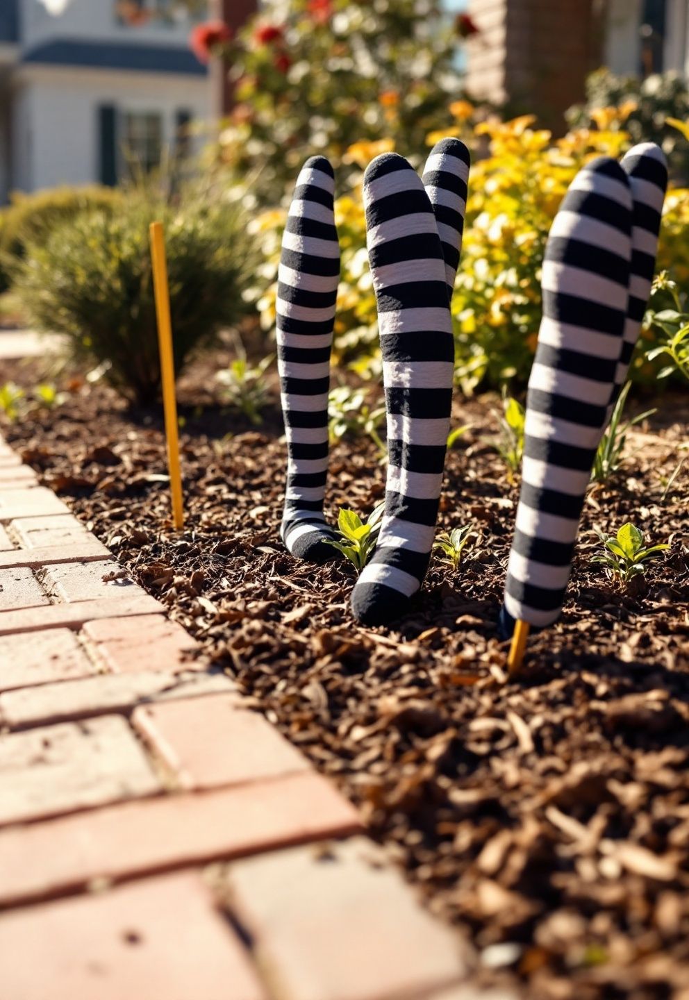 Witch Legs Planted Upside-Down in the Flower Beds – seasonal — spring + other seasonal — spring + other decor · Halloween Porch Decor: 16 Dramatic Outdoor Designs That Wow the Whole Street