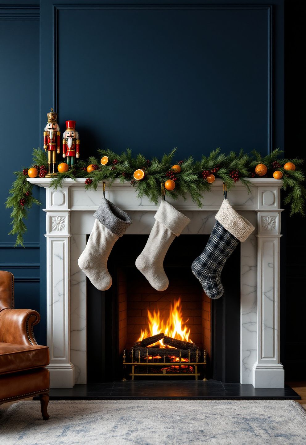 A Traditional Mantel Built on Garland, Stockings, and a Nutcracker Centerpiece – seasonal — christmas + winter seasonal — christmas + winter decor · Christmas Home Decor Ideas: 20 Beautiful Festive Transformations for Every Room
