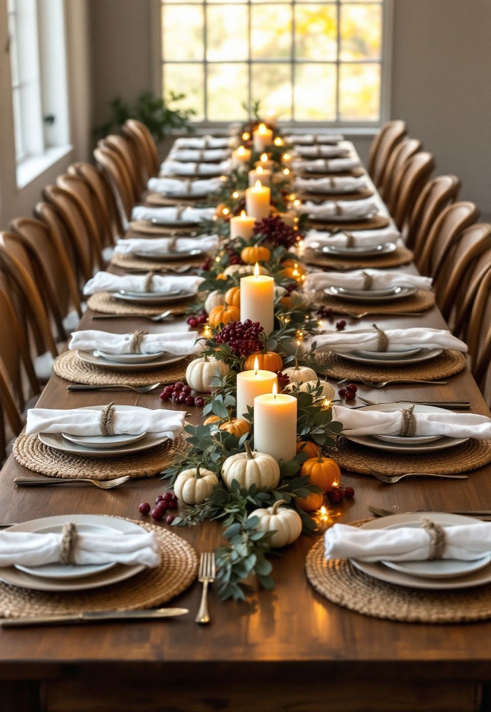 Thanksgiving Table for 20 People: Styling a Large Group Setting – seasonal — fall seasonal — fall decor · Thanksgiving Tablescape: 16 Stunning Autumn Table Settings for the Big Day